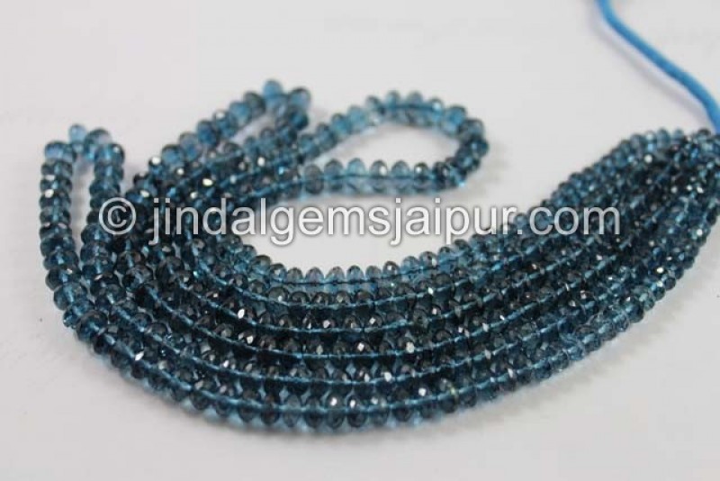 London Blue Topaz Far Faceted Roundelle Shape Beads